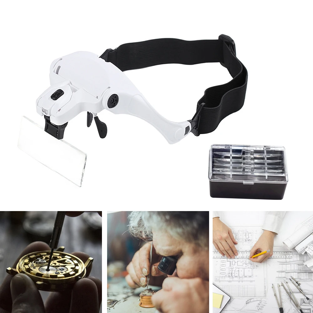 Magnifying Glasses with 2 LED Light 1X/1.5X/2X/2.5X/3X Lens Adjustable Head Magnifier Loupe for Sewing DIY Craft Cross Stitching
Magnifying Glasses with 2 LED Light 1X/1.5X/2X/2.5X/3X Lens Adjustable Head Magnifier Loupe for Sewing DIY Craft Cross Stitching