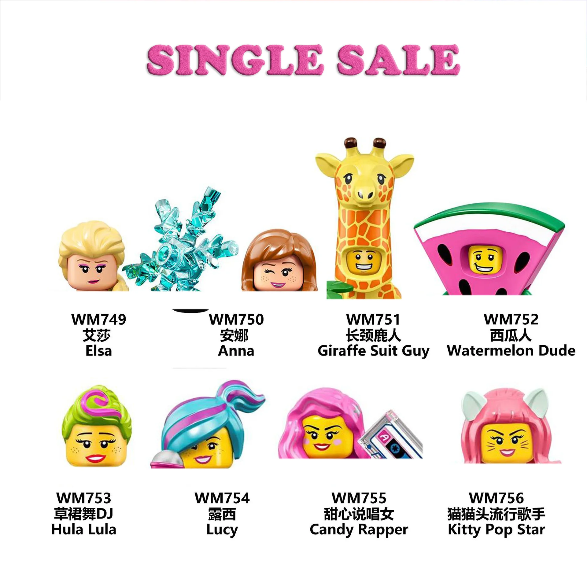 Single Anime Figures Elsa Anna Giraffe Suit Guy Watermelon Dude Mini Bricks Building Blocks Assembled Model Educational Toys
Single Anime Figures Elsa Anna Giraffe Suit Guy Watermelon Dude Mini Bricks Building Blocks Assembled Model Educational Toys