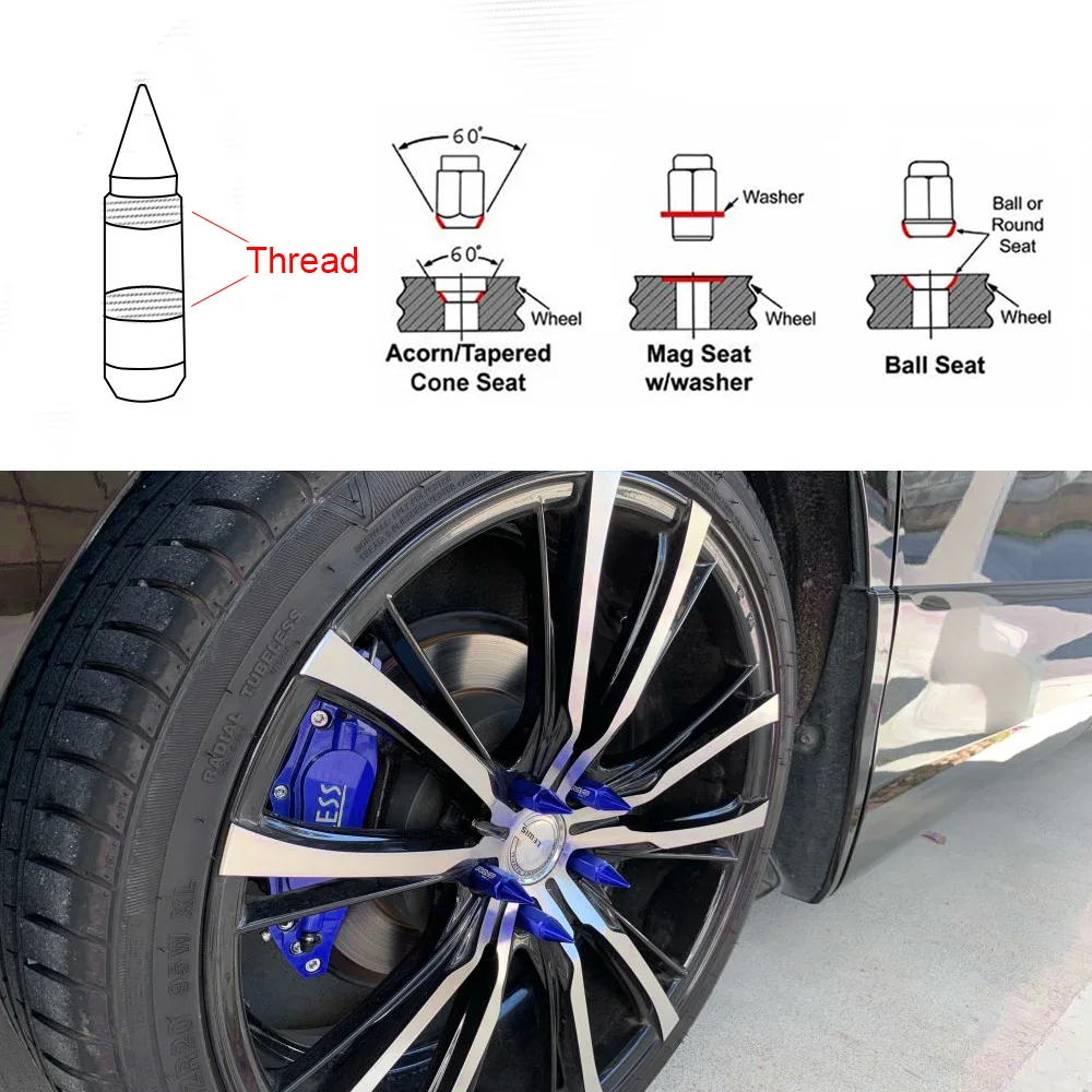 

Racing Composite Nut Anti Theft Wheel Lug Nut Bolt With Spikes Extended Tuner Wheels Rims Lug Nuts M12X1.5/M12X1.25 RS-LN038