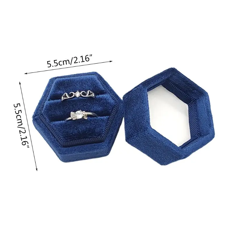 Hexagon Velvet Ring Box Double Ring Display Holder with Detachable Lid Ring Box Holder Storage Case for Wedding Engagement
Hexagon Velvet Ring Box Double Ring Display Holder with Detachable Lid Ring Box Holder Storage Case for Wedding Engagement
