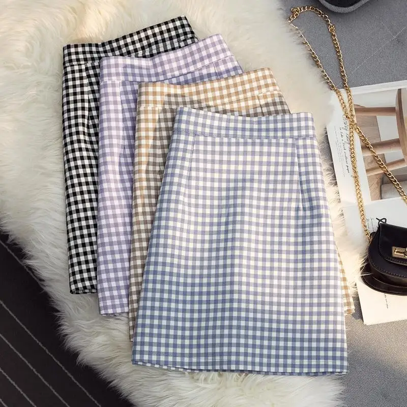 2021 Summer Plaid A-line Skirt Zipper High Waist Mini Skirts All Match Slim Fashion Women Dress
2021 Summer Plaid A-line Skirt Zipper High Waist Mini Skirts All Match Slim Fashion Women Dress