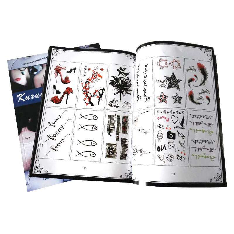 Tattoo Album Book Five Stars English Letter Feather Symbol Small Logo Skull Butterfly Cat Letter Tattoo Accessories Supplies
Tattoo Album Book Five Stars English Letter Feather Symbol Small Logo Skull Butterfly Cat Letter Tattoo Accessories Supplies