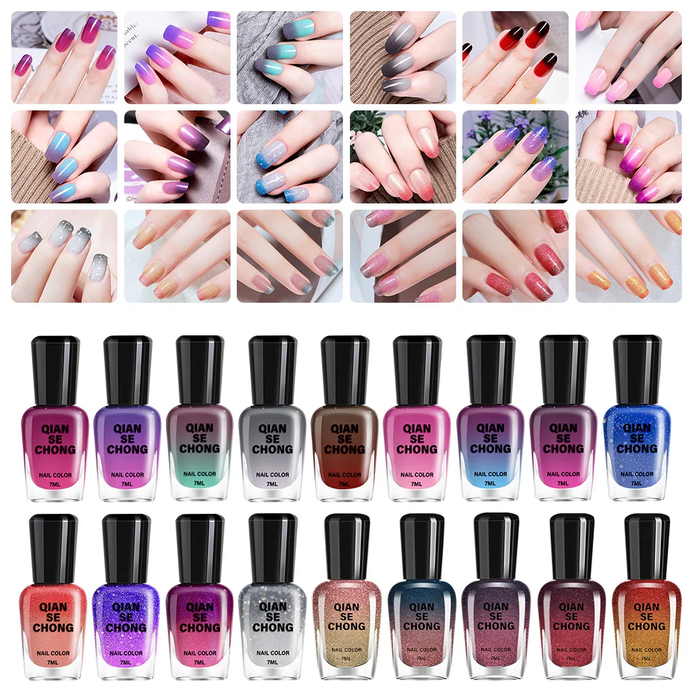 7ml Gradient Thermal Nail Polish Temperature Color Changing No Tear-off Waterproof Quick Drying Manicure DIY Nail Art Varnish
7ml Gradient Thermal Nail Polish Temperature Color Changing No Tear-off Waterproof Quick Drying Manicure DIY Nail Art Varnish