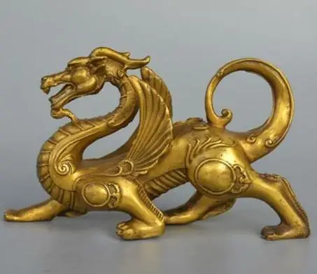 Exquisite Chinese Fengshui Pure Brass Evil Dragon Kylin Wing Beast Animal Statue
Exquisite Chinese Fengshui Pure Brass Evil Dragon Kylin Wing Beast Animal Statue