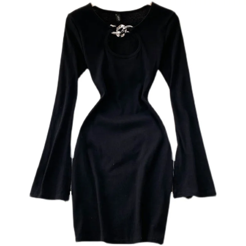 Design Hollow Knitted Dress Women Split Long Sleeve Elastic Slim Pencil Dresses Autumn Korean Bodycon Sweater Dress
Design Hollow Knitted Dress Women Split Long Sleeve Elastic Slim Pencil Dresses Autumn Korean Bodycon Sweater Dress