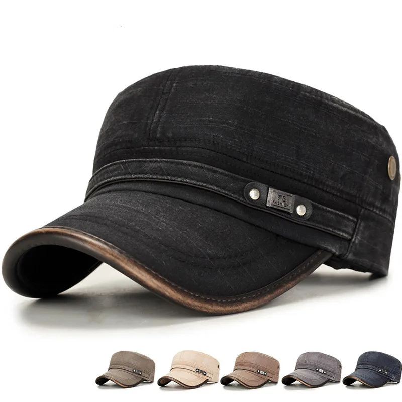 Classic Vintage Washed cotton Military Caps Flat Top Mens Adjustable Fitted Thicker Cap Winter Warm Hat sunshade ear caps
Classic Vintage Washed cotton Military Caps Flat Top Mens Adjustable Fitted Thicker Cap Winter Warm Hat sunshade ear caps
