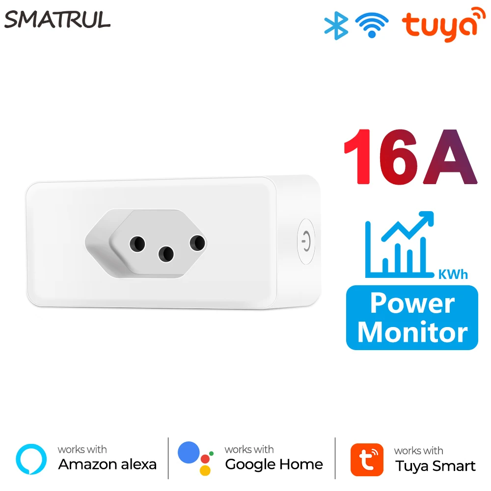 SMATRUL Tuya Wifi 16A Brazil Standard Smart Plug Socket Adapter Power Monitor Timer APP Voice Works For Google Home Alexa
SMATRUL Tuya Wifi 16A Brazil Standard Smart Plug Socket Adapter Power Monitor Timer APP Voice Works For Google Home Alexa