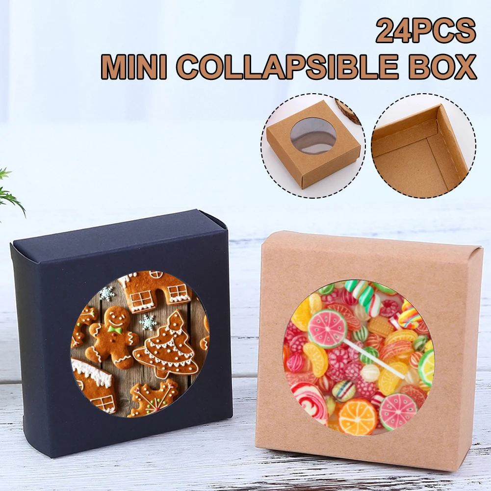 24Pcs Kraft Gift Box With Clear Window PVC 8x8x3cm Christmas Gift Cookie Packaging Box Handmade Soap Box Container Xmas Party
24Pcs Kraft Gift Box With Clear Window PVC 8x8x3cm Christmas Gift Cookie Packaging Box Handmade Soap Box Container Xmas Party