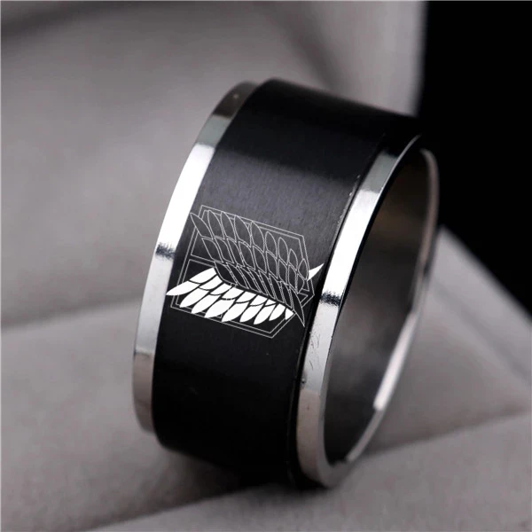 Attack on Titan Black sliver Stainless Steel Ring Wings Of Liberty Flag Finger Rings For Men Women Jewelry Anime Fans
Attack on Titan Black sliver Stainless Steel Ring Wings Of Liberty Flag Finger Rings For Men Women Jewelry Anime Fans