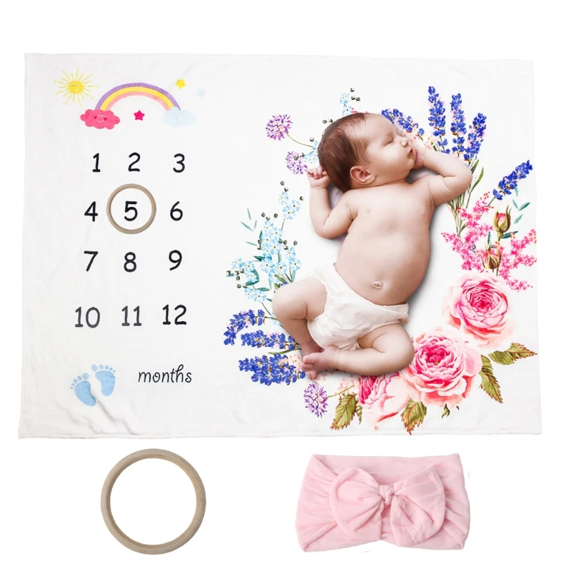 3 Pcs Baby Monthly Record Growth Milestone Blanket With Headband Photography Props Photo Creative Background Cloth 
3 Pcs Baby Monthly Record Growth Milestone Blanket With Headband Photography Props Photo Creative Background Cloth