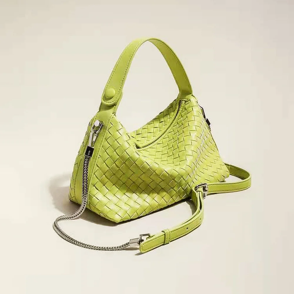 Chic Elegant Woven Brand Design Hobo Bag Cowhide Leather Women Handbag Small High Quality Chain Ladies Shoulder Bag Green
Chic Elegant Woven Brand Design Hobo Bag Cowhide Leather Women Handbag Small High Quality Chain Ladies Shoulder Bag Green