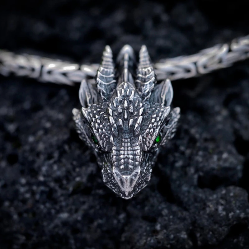 Dragon Pendant Necklace Vintage Jewelry Cool Man Medieval Symbolic Charm Pure Tin | Украшения и аксессуары
