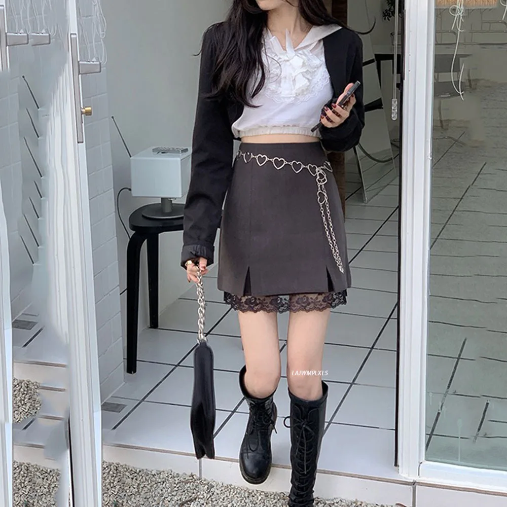 2021 Streetwear Lace Patchwork Skirts Women Korean Chic Gray Mini Skirts Female Summer Casual High Waist Woman Clothing
2021 Streetwear Lace Patchwork Skirts Women Korean Chic Gray Mini Skirts Female Summer Casual High Waist Woman Clothing