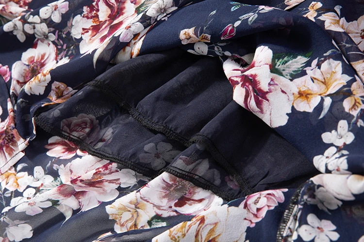 Women's 100% Pure Silk Long Dress 2-layers navy floral printed crew neck half sleeve with belt L XL JN367
Women's 100% Pure Silk Long Dress 2-layers navy floral printed crew neck half sleeve with belt L XL JN367