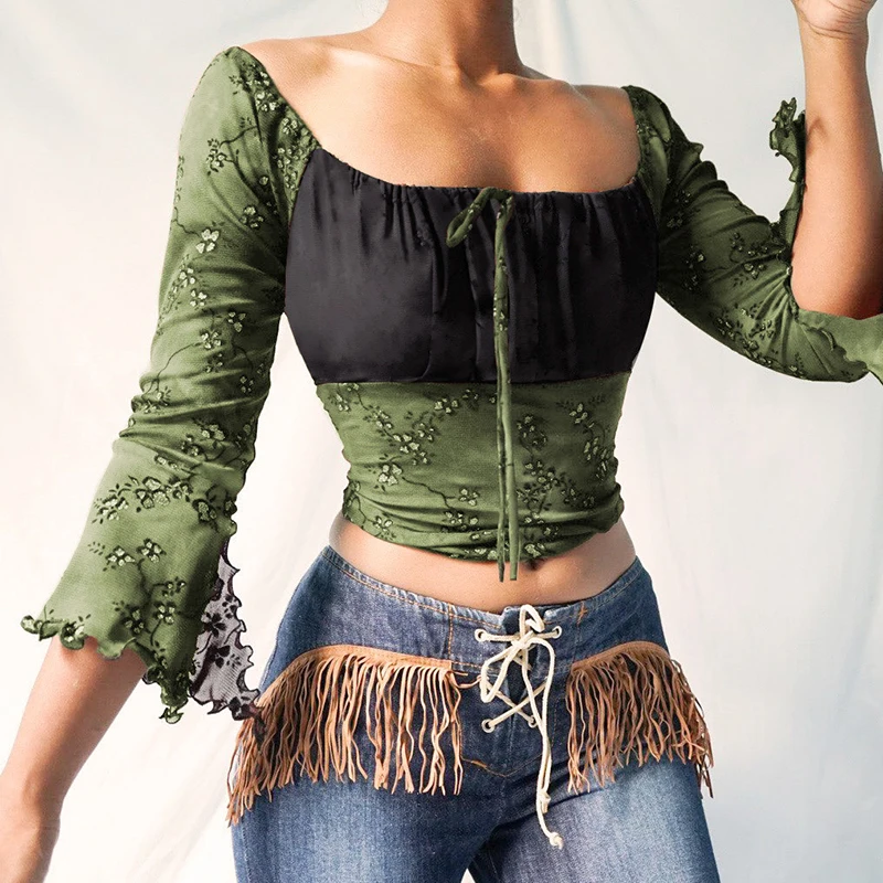 Женский укороченный топ Y2K с рюшами на шнуровке, женская футболка в стиле ретро с оборками и расклешенными рукавами, пуловеры в стиле Харадз...
Женский укороченный топ Y2K с рюшами на шнуровке, женская футболка в стиле ретро с оборками и расклешенными рукавами, пуловеры в стиле Харадз...