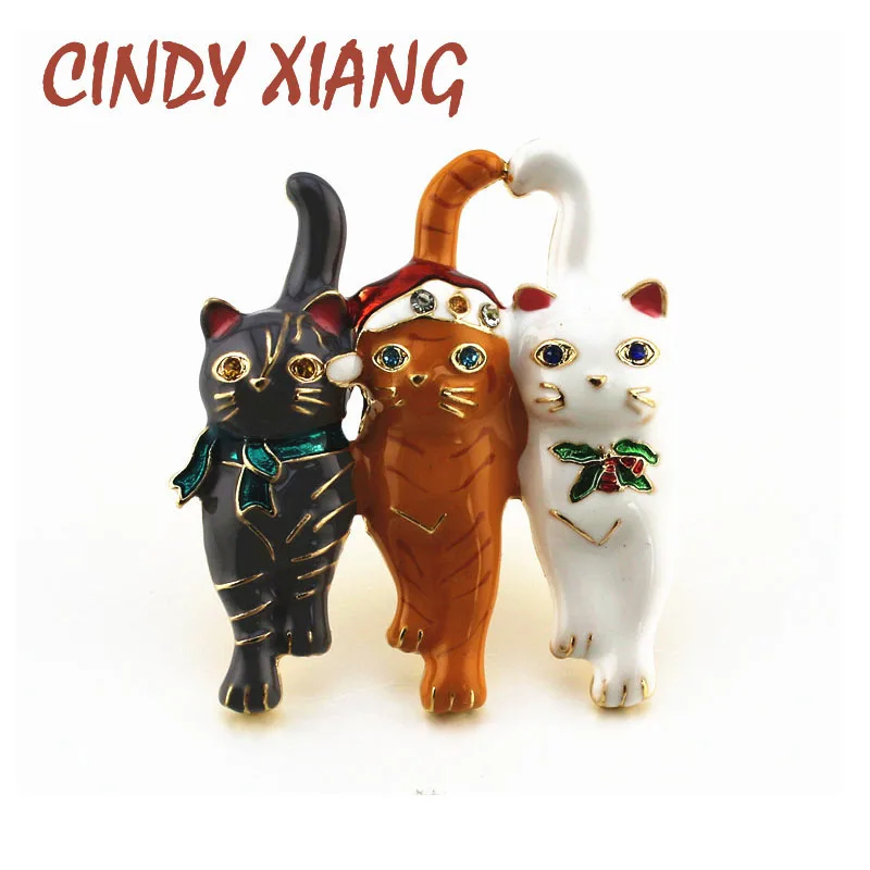 CINDY XIANG New Three Christmas Cat Brooches Cute Vivid Animal Pin Fashion Women And Men Brooch Party Jewelry Kids Gift 2019
CINDY XIANG New Three Christmas Cat Brooches Cute Vivid Animal Pin Fashion Women And Men Brooch Party Jewelry Kids Gift 2019