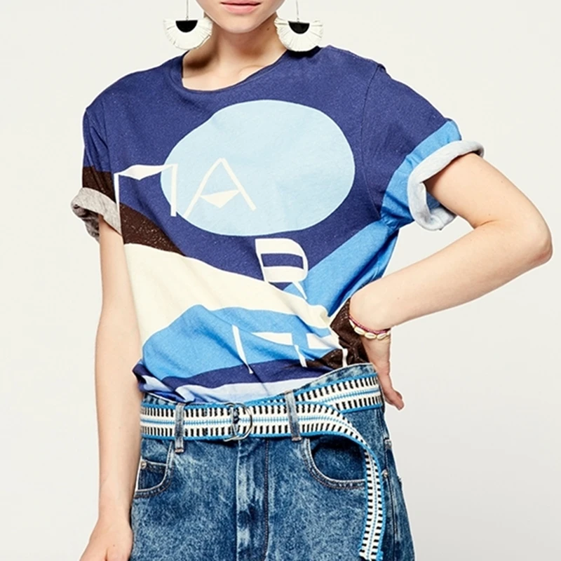 Женская футболка с геометрическим принтом, повседневные топы с круглым вырезом и коротким рукавом, весна-лето 2021 
Женская футболка с геометрическим принтом, повседневные топы с круглым вырезом и коротким рукавом, весна-лето 2021