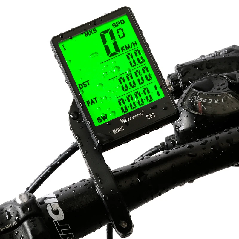 

Велосипедный компьютер с большим экраном 2,8 дюйма, водонепроницаемый, беспроводной/проводной, прочный спидометр, секундомер, одометр, аксес...