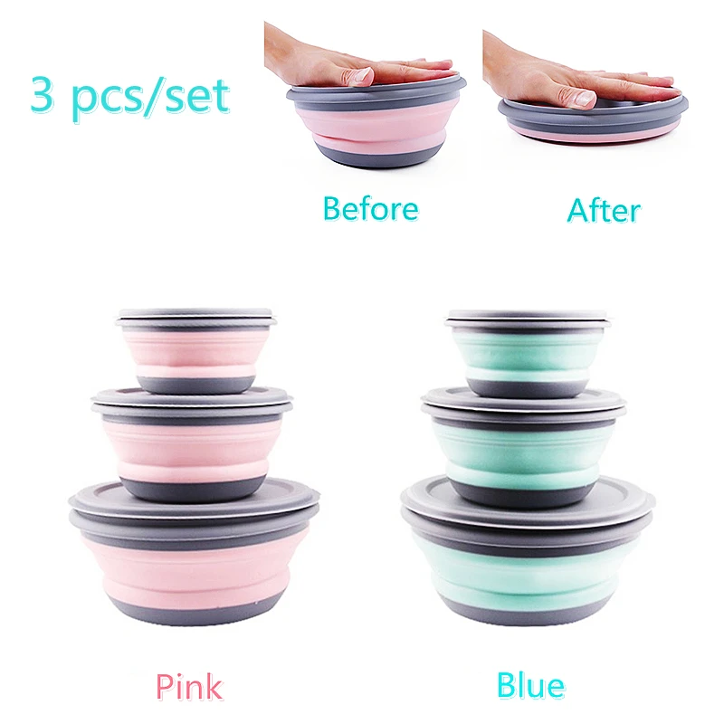3PCs/Set Folding Bowl Outdoor Camping Tableware Silicone Portable Lunch Box Microwaveable Salad Bowl Lid Silica Gel Dinnerware
3PCs/Set Folding Bowl Outdoor Camping Tableware Silicone Portable Lunch Box Microwaveable Salad Bowl Lid Silica Gel Dinnerware