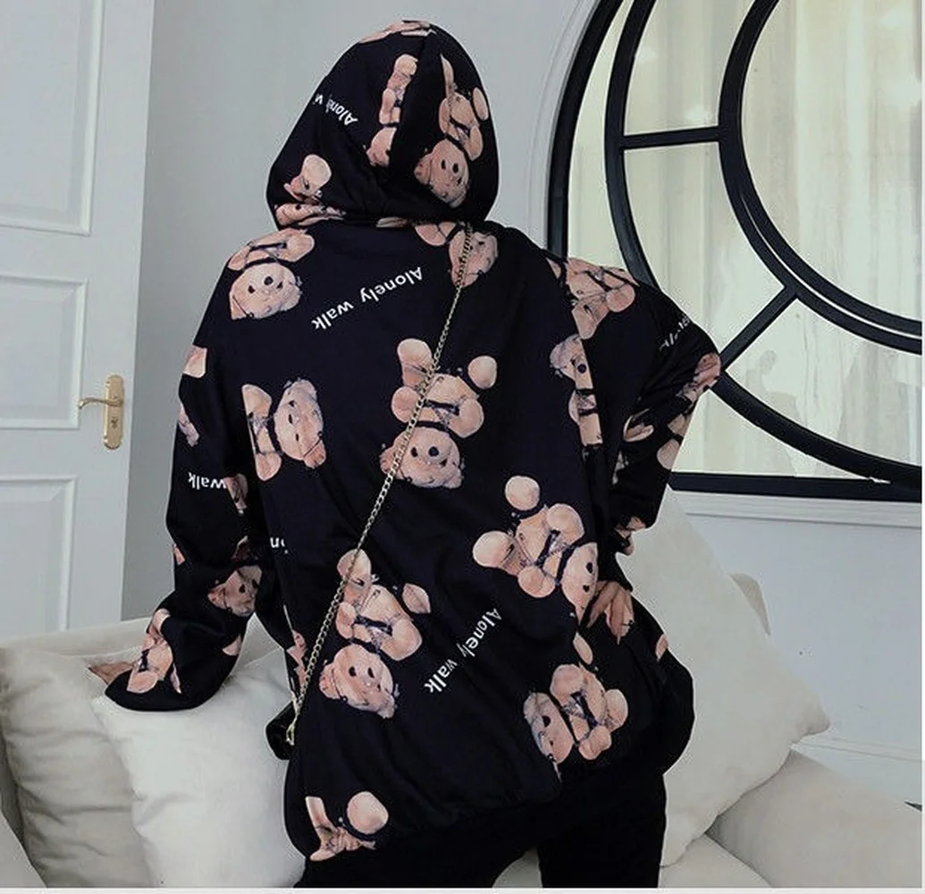 Women Spring Hoodie Jacket Cute Cartoon Bear Print Shaggy Oversized Coat Harajuku Long Sleeve Zip Up Sweatshirt black hoodies
Women Spring Hoodie Jacket Cute Cartoon Bear Print Shaggy Oversized Coat Harajuku Long Sleeve Zip Up Sweatshirt black hoodies