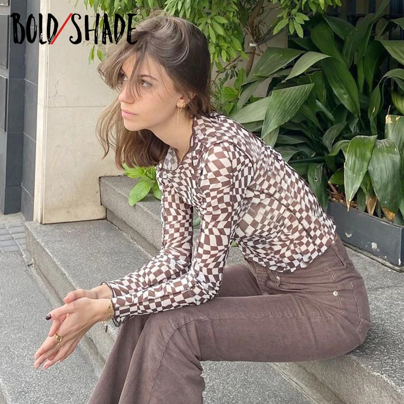 Bold Shade 90s Clothes Vintage Checker Print MuslinLong Sleeve T-shirts Indie Aesthetic Fashion Streetwear Women T Shirt Summer
Bold Shade 90s Clothes Vintage Checker Print MuslinLong Sleeve T-shirts Indie Aesthetic Fashion Streetwear Women T Shirt Summer