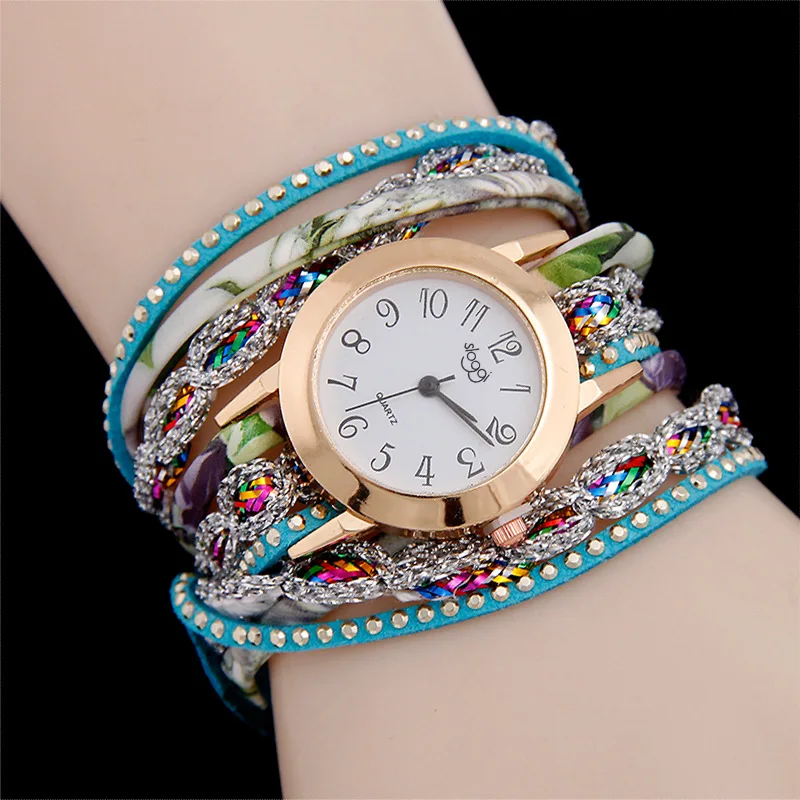 Часы женские кварцевые с круглым браслетом на кожаном ремешке | Наручные часы
