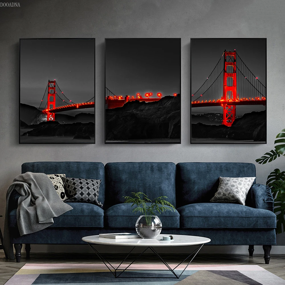 Modern Golden Gate Bridge night view canvas art frame living room bedroom poster printing, used for home wall art decoration
Modern Golden Gate Bridge night view canvas art frame living room bedroom poster printing, used for home wall art decoration
