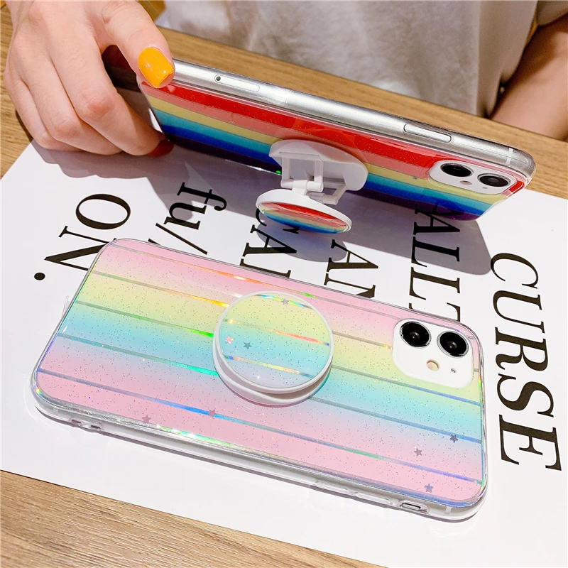 Luxurious laser rainbow stripe Phone case For iPhone 12 11 Pro Max 6 6s 7 8 Plus XS XR SE2020 Soft TPU glitter stand back Cover
Luxurious laser rainbow stripe Phone case For iPhone 12 11 Pro Max 6 6s 7 8 Plus XS XR SE2020 Soft TPU glitter stand back Cover