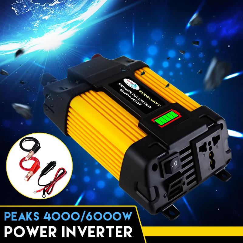 Dual USB 6000W DC 12V TO 110/220V AC Solar Car Power Inverter Charger Converter Adapter 12V TO 110/220V Sine Waves Converter
Dual USB 6000W DC 12V TO 110/220V AC Solar Car Power Inverter Charger Converter Adapter 12V TO 110/220V Sine Waves Converter