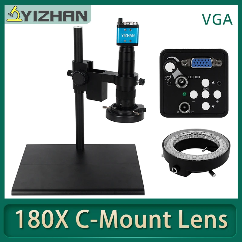 130X 180X C объектив VGA 2 МП промышленный цифровой видеомикроскоп светодиодный со