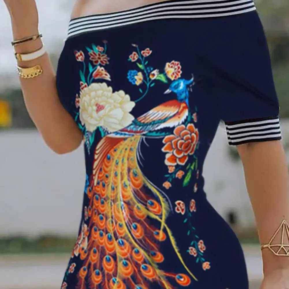 HOT SALESNew Arrival Sexy Women Short Sleeve Off Shoulder Floral Peacock Print Bodycon Mini Dress
HOT SALESNew Arrival Sexy Women Short Sleeve Off Shoulder Floral Peacock Print Bodycon Mini Dress