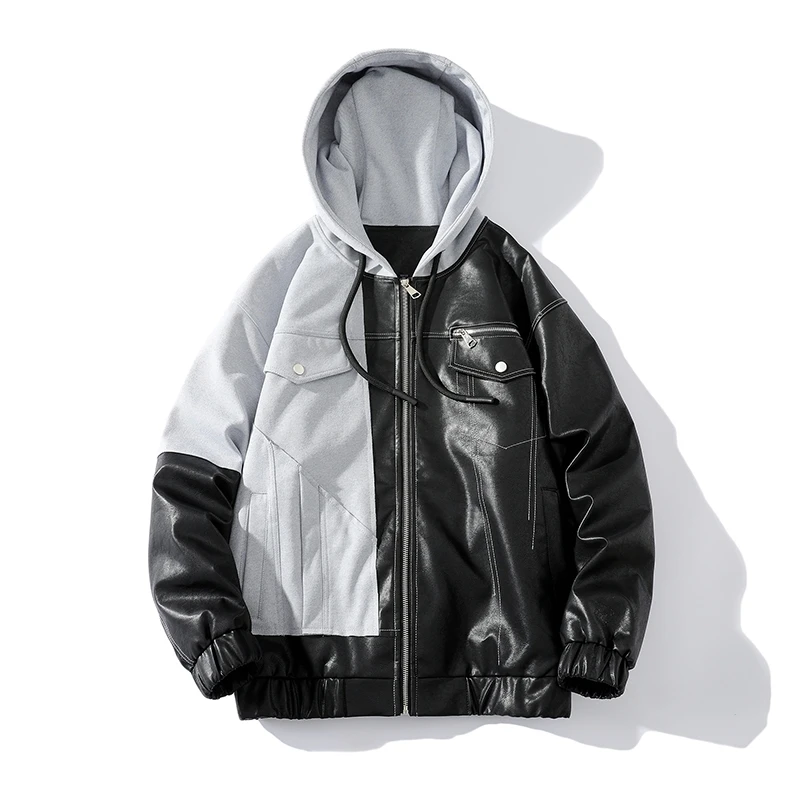 Pop Patchwork Leather Jackets Men Vogue Hooded Pu Leather Jackets Coats Causal Streetwear Hip Hop Biker Moto Jackets For Men
Pop Patchwork Leather Jackets Men Vogue Hooded Pu Leather Jackets Coats Causal Streetwear Hip Hop Biker Moto Jackets For Men