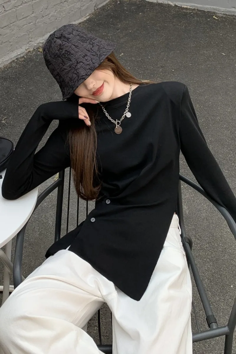 ZOSOL T-shirt female middle-length slimming irregular black long-sleeved inner tie bottom shirt 2021 spring/autumn new fork top
ZOSOL T-shirt female middle-length slimming irregular black long-sleeved inner tie bottom shirt 2021 spring/autumn new fork top