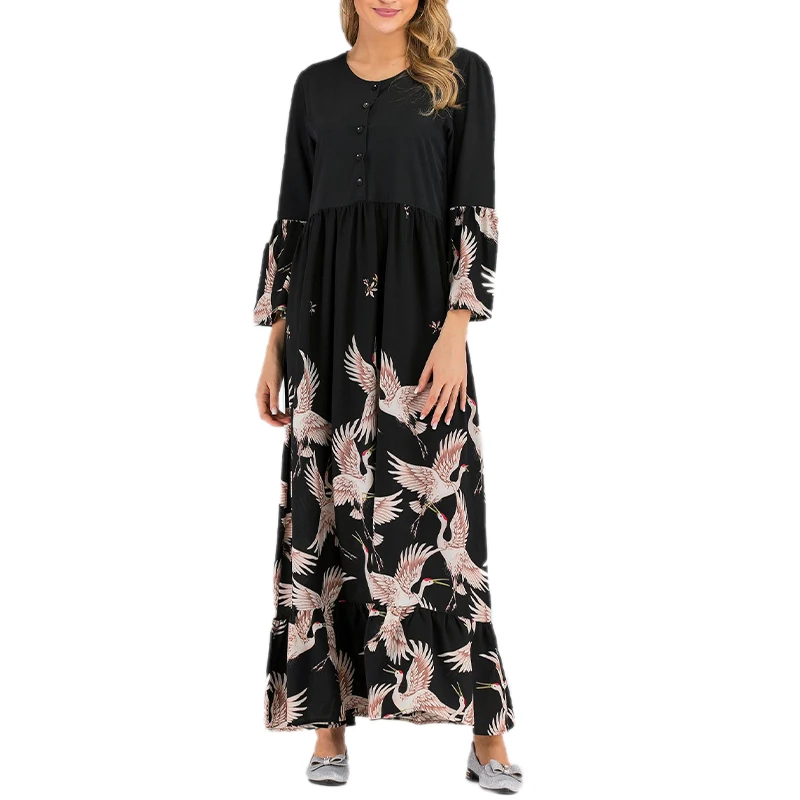 Women Dress for Muslim Elegant O-neck Flare Sleeve Abaya 2020 Fashion New Islamic Clothes Print Abayas
Women Dress for Muslim Elegant O-neck Flare Sleeve Abaya 2020 Fashion New Islamic Clothes Print Abayas
