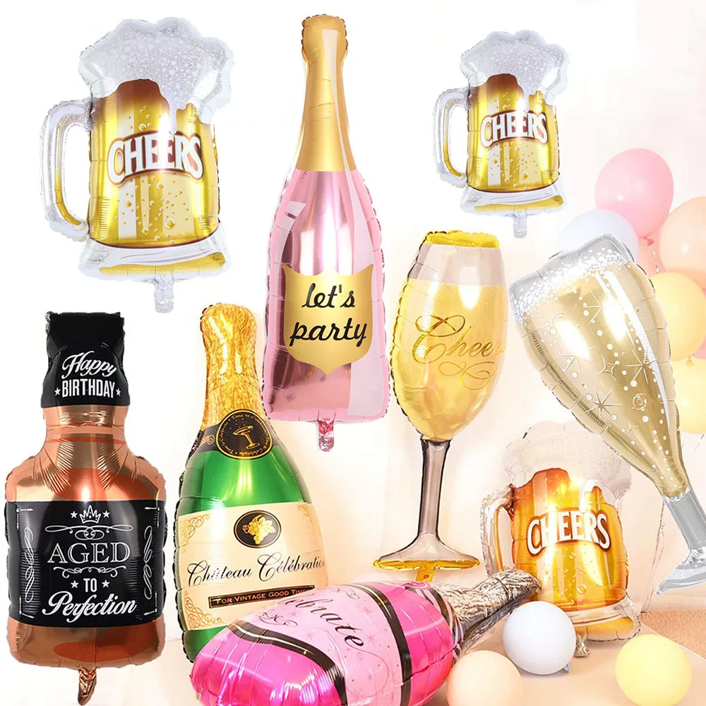 

1Pcs Large Size Foil Balloons Birthday Party Decoration Champagne Whisky Wine Glass Beer Helium Balloons Wedding New Year Decor