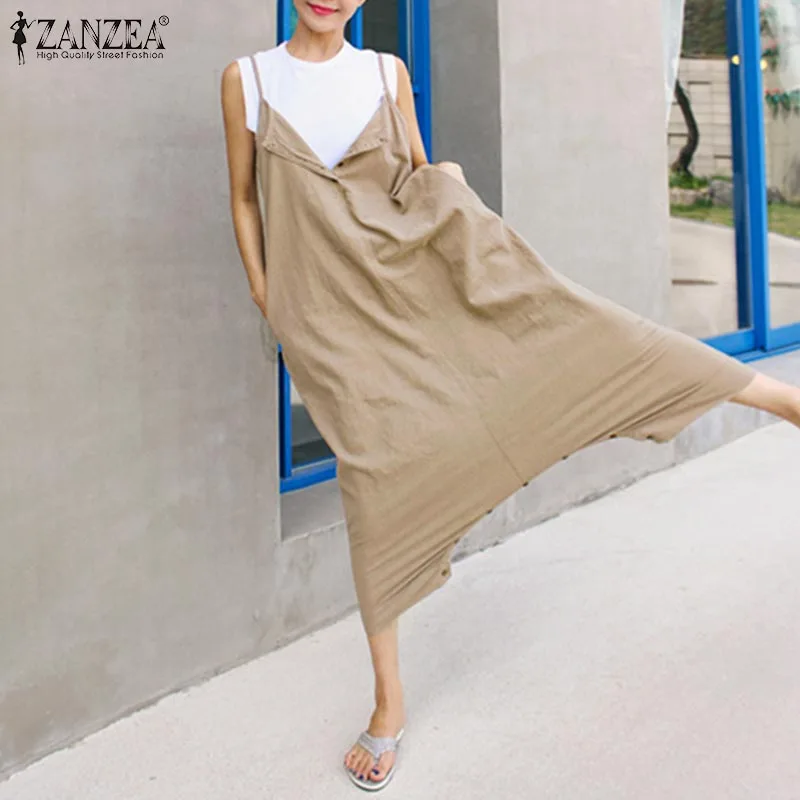 Summer Holiday Sleeveless Playsuits Casual Pocket Buttons V Neck Overalls ZANZEA Solid Rompers Fashion Jumpsuits
Summer Holiday Sleeveless Playsuits Casual Pocket Buttons V Neck Overalls ZANZEA Solid Rompers Fashion Jumpsuits
