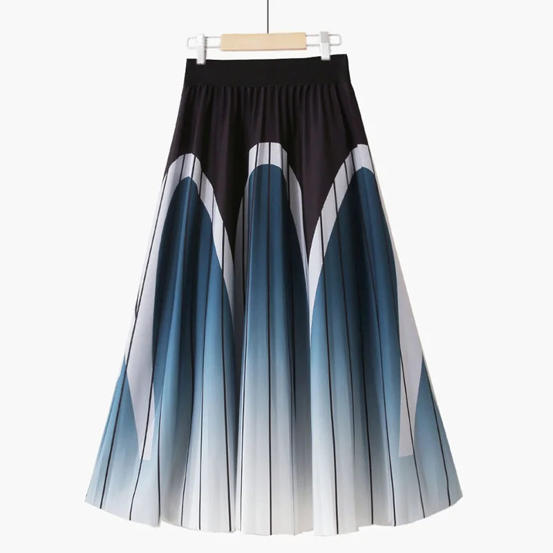 Юбка трапециевидная с высокой талией, эластичная, плиссированная
Юбка трапециевидная с высокой талией, эластичная, плиссированная