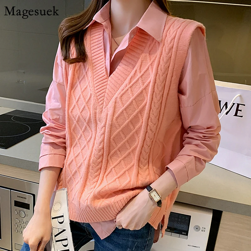 Sleelveless Women Sweater Vest Autumn Winter V-Neck Solid Knit Vest Vintage Preppy Style Loose Wool Pink Pullover Sweaters 16830
Sleelveless Women Sweater Vest Autumn Winter V-Neck Solid Knit Vest Vintage Preppy Style Loose Wool Pink Pullover Sweaters 16830