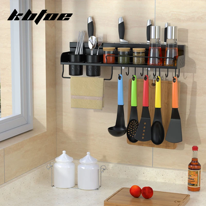 Black Kitchen Shelf Wall-Mounted Storage Rack With Hooks Kitchen Hardware Accessories Chopsticks Storage Tool Carrier Shelves
Black Kitchen Shelf Wall-Mounted Storage Rack With Hooks Kitchen Hardware Accessories Chopsticks Storage Tool Carrier Shelves