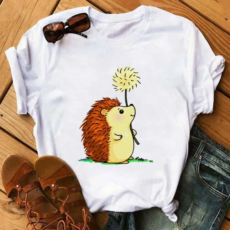 Summer Women T Shirts Fashion Hedgehog Love Heart Print Short Sleeve T-Shirt Cute Female Tops Loose Kawaii Woman Tshirts
Summer Women T Shirts Fashion Hedgehog Love Heart Print Short Sleeve T-Shirt Cute Female Tops Loose Kawaii Woman Tshirts