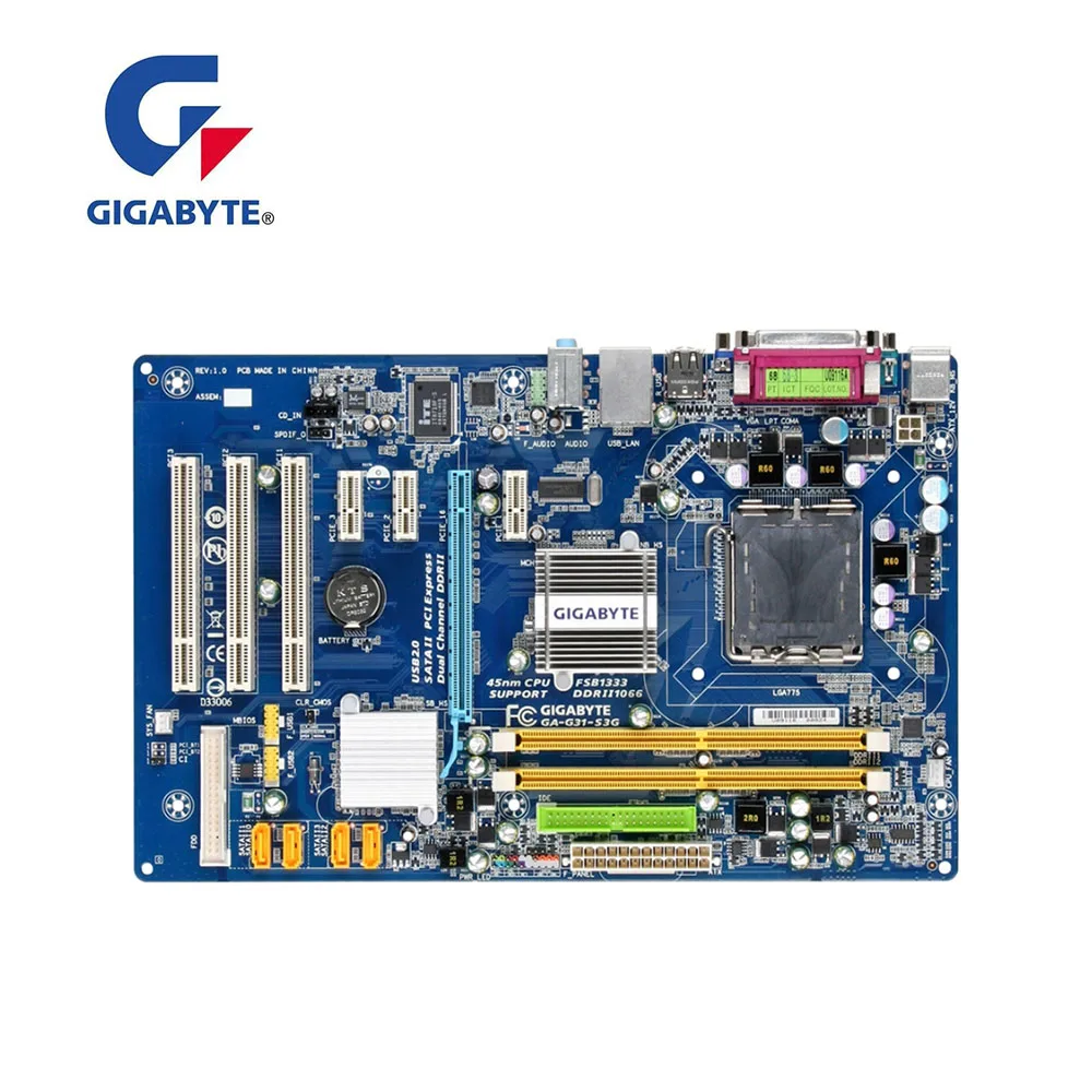 Для GIGABYTE GA G31 S3G настольная материнская плата Socket LGA 775 DDR2 Отремонтированная