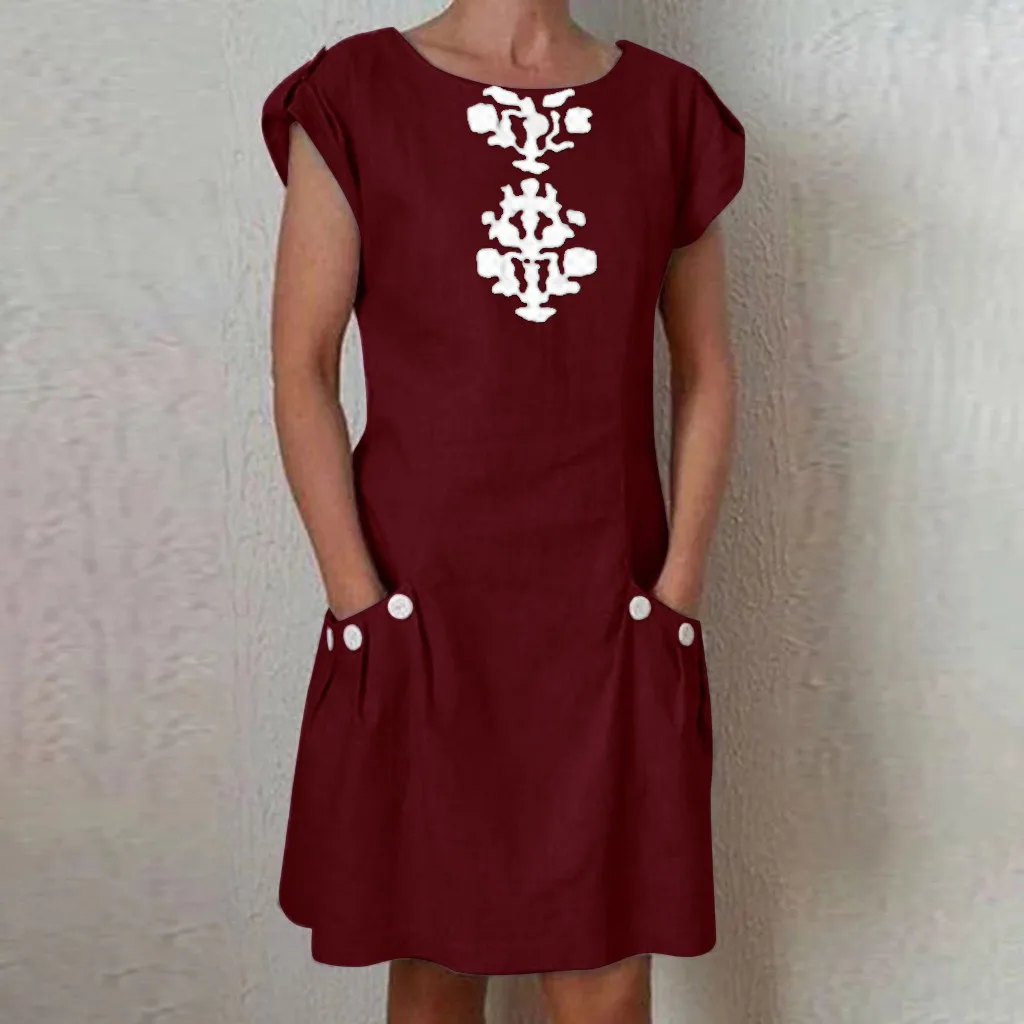 2020 Bohemian Women Casual Summer Linen Dress Pocket Buttoned Decor Zipper Back Loose Mini Dresses Fashion women summer Dress
2020 Bohemian Women Casual Summer Linen Dress Pocket Buttoned Decor Zipper Back Loose Mini Dresses Fashion women summer Dress