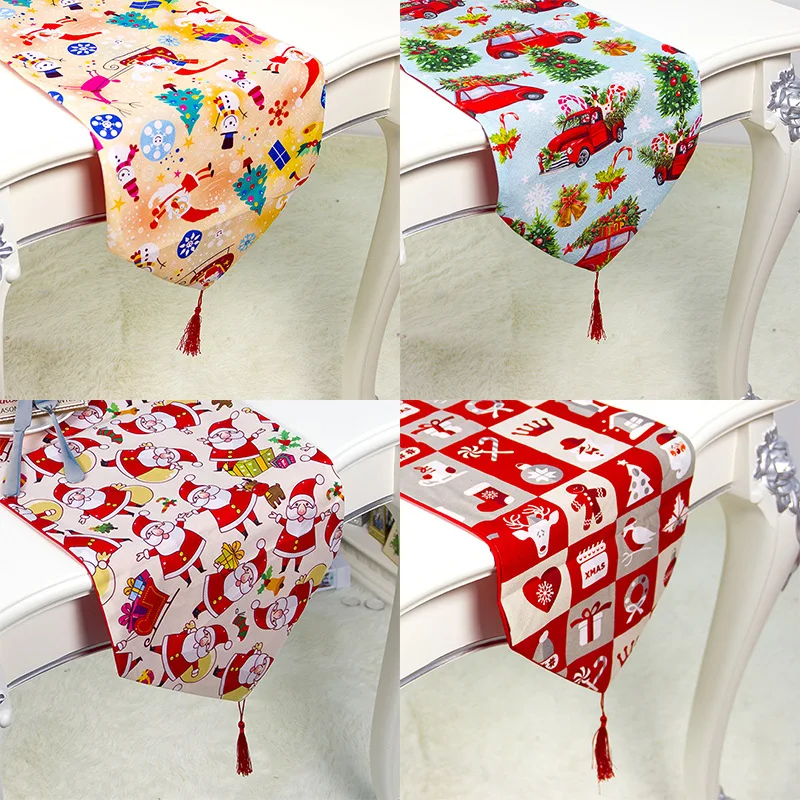35*180 Fabric double-layer polyester cotton Christmas table flag with table winner with tassel tablecloth Hotel home party Decor 
35*180 Fabric double-layer polyester cotton Christmas table flag with table winner with tassel tablecloth Hotel home party Decor