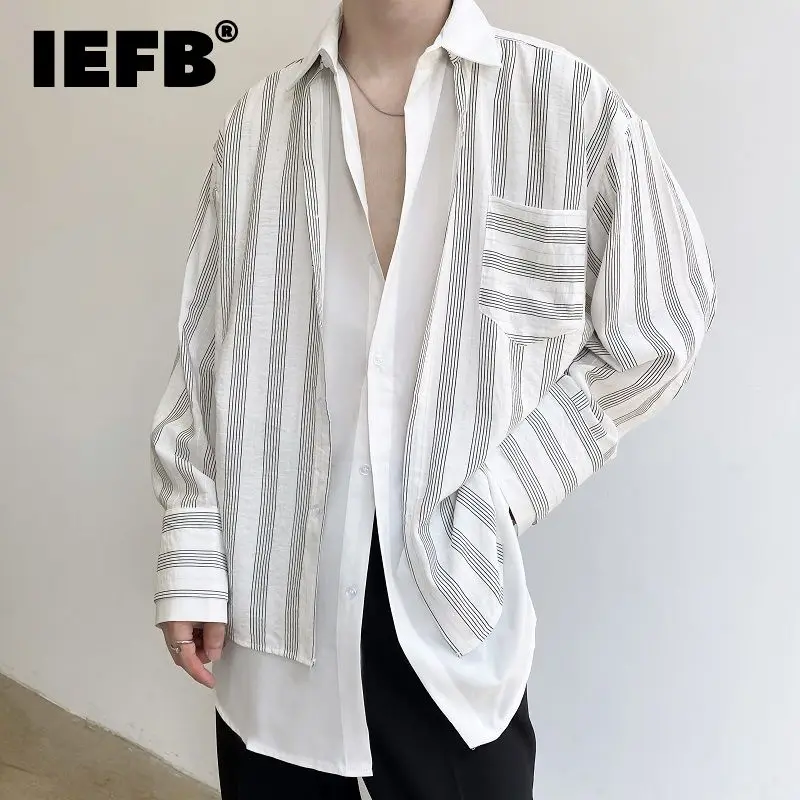 Мужская рубашка с длинным рукавом IEFB, двухслойная рубашка в полоску, с длинным рукавом, осень 2022
Мужская рубашка с длинным рукавом IEFB, двухслойная рубашка в полоску, с длинным рукавом, осень 2022