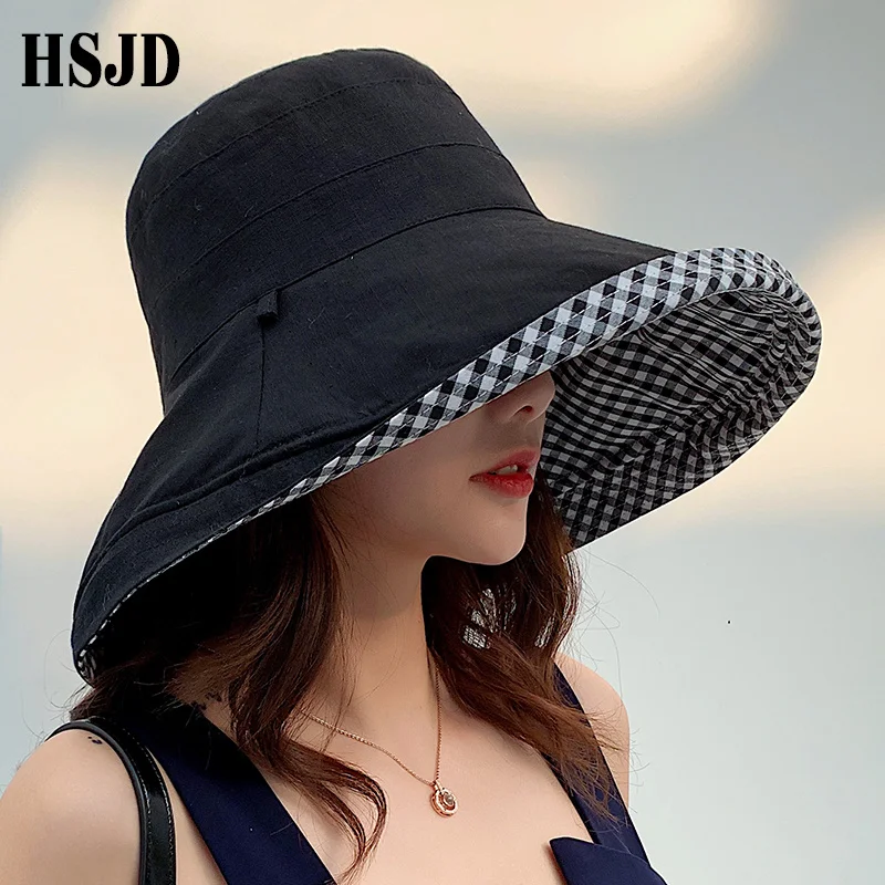 Cotton and linen Plaid women's sun hat, double-sided, elegant, wide hem, UV protection, beach, flat hat, Bob
Cotton and linen Plaid women's sun hat, double-sided, elegant, wide hem, UV protection, beach, flat hat, Bob