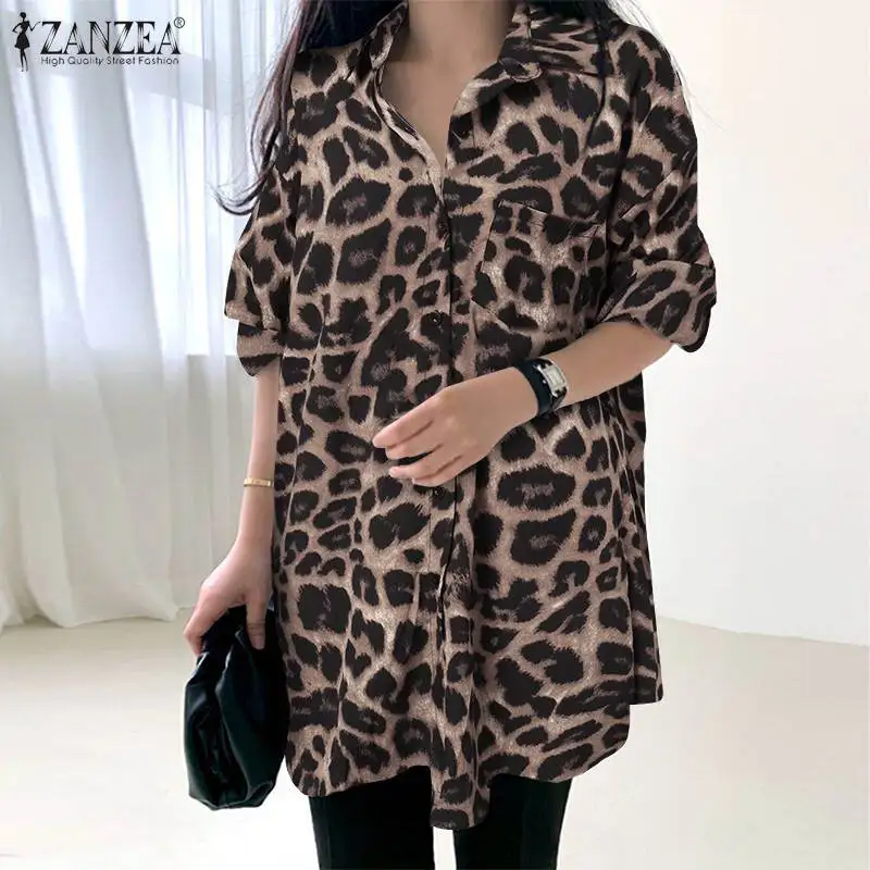 Autumn Holiday Loose Chemise Oversized Tunic OL Tops Women Casual Leopard Printed Blouse ZANZEA Vintage Long Sleeve Lapel Shirt 
Autumn Holiday Loose Chemise Oversized Tunic OL Tops Women Casual Leopard Printed Blouse ZANZEA Vintage Long Sleeve Lapel Shirt