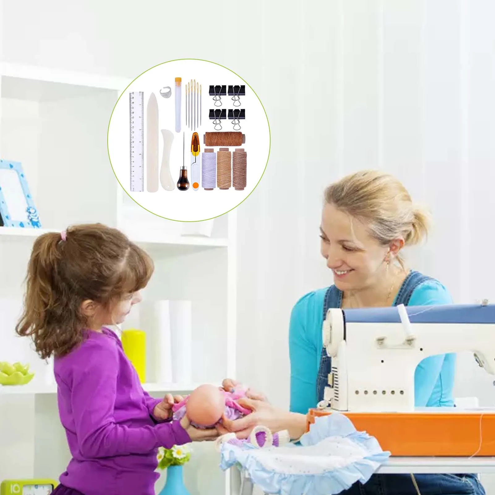 25pcs Leather Craft Bookbinding Kit Paper Creaser Waxed Thread Awl Needle Binder Clips DIY Sewing Set 
25pcs Leather Craft Bookbinding Kit Paper Creaser Waxed Thread Awl Needle Binder Clips DIY Sewing Set