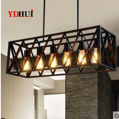 A modern black birdcage pendant lights iron box retro light loft metal cage hanging lighting lamp