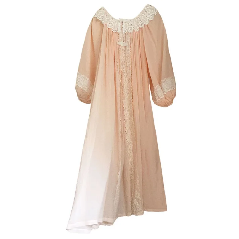 Home Wear Plus Size Vintage Cotton Women's Robe Sets White Lace Retro Princess Long Nightwear
Home Wear Plus Size Vintage Cotton Women's Robe Sets White Lace Retro Princess Long Nightwear