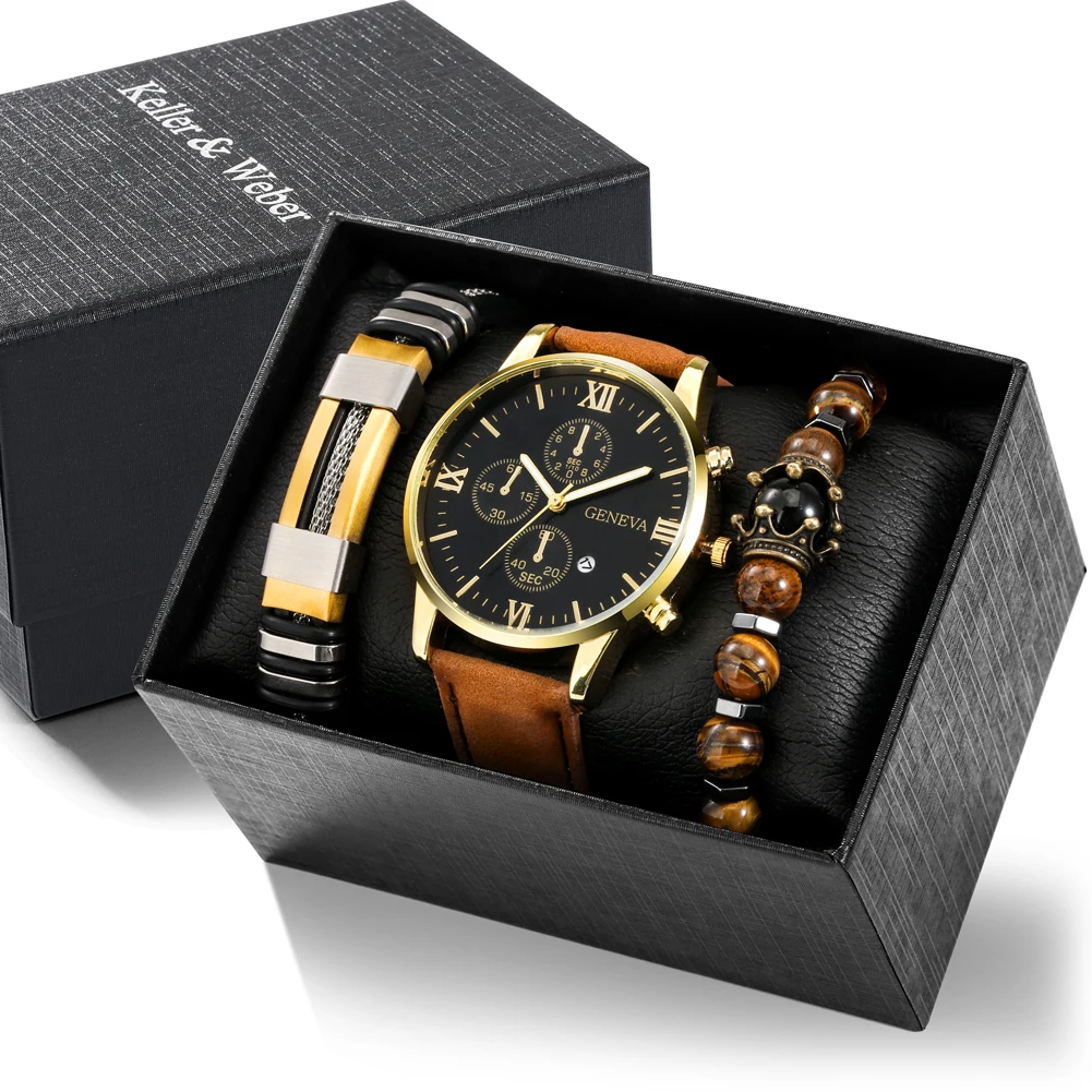 Watch Gift Set for Men Fashion Quartz Roman Numeral Watch Clock 2 Pieces Man's Elastic Bracelets Christmas Gifts for Boyfriend
Watch Gift Set for Men Fashion Quartz Roman Numeral Watch Clock 2 Pieces Man's Elastic Bracelets Christmas Gifts for Boyfriend